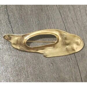 Carol Dauplaise Abstract Hammered Gold Tone Large Vintage Brooch